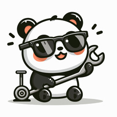 Fototapeta premium cartoon panda wearing glasses vector illustration