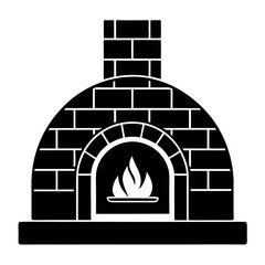 Stylized Brick Oven Vector Icon – White Background, Clean Lines.