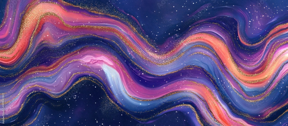 Poster celestial swirls of color and stardust creating a dreamy, ethereal visual experience