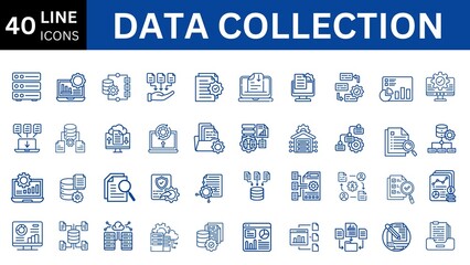Data collection editable icon set. Editable stroke. Vector illustration.