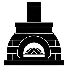 Fototapeta premium Classic Brick Oven Icon Vector – Clean Silhouette on White.