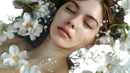 Tranquil Young Woman Relaxing in Pleasant Surroundings - Stock Photo