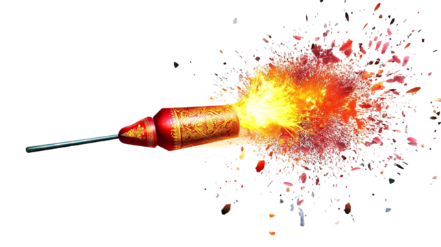 Diwali Fireworks Rocket for Festive Celebrations - Isolated on White Background