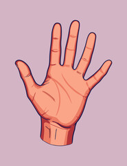 Right hand drawing vector illustration with fine details