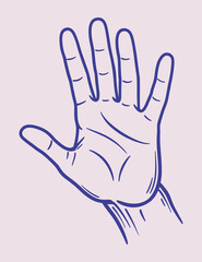 Simple left hand drawing vector illustration