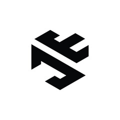 Initial JE Logo Polygon Shape Letter logo Design white background	