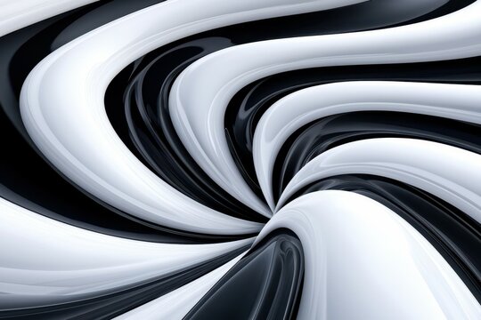 Abstract swirl of black and white motion with smooth curves and fluid patterns.