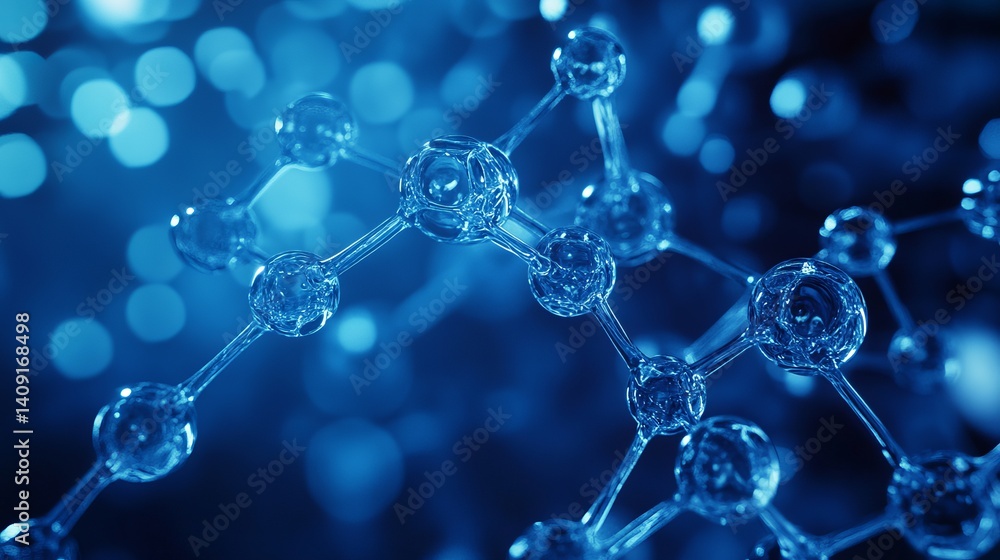 Aufkleber abstract blue molecular structure science background image 3d art atom bond cell data macro design