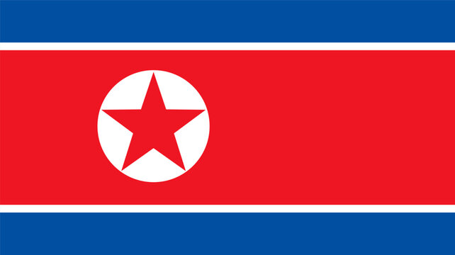 North Korea flag design. North Korea national flag Vector illustration. North Korea official color flag design. Democratic People's Republic of Korea or  DPRK flag design.