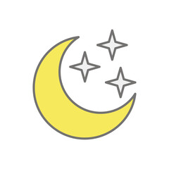 Moon With Stars  icon vector stock illustration