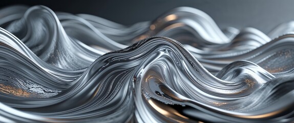 Abstract Flowing Silver Liquid Metal Texture.