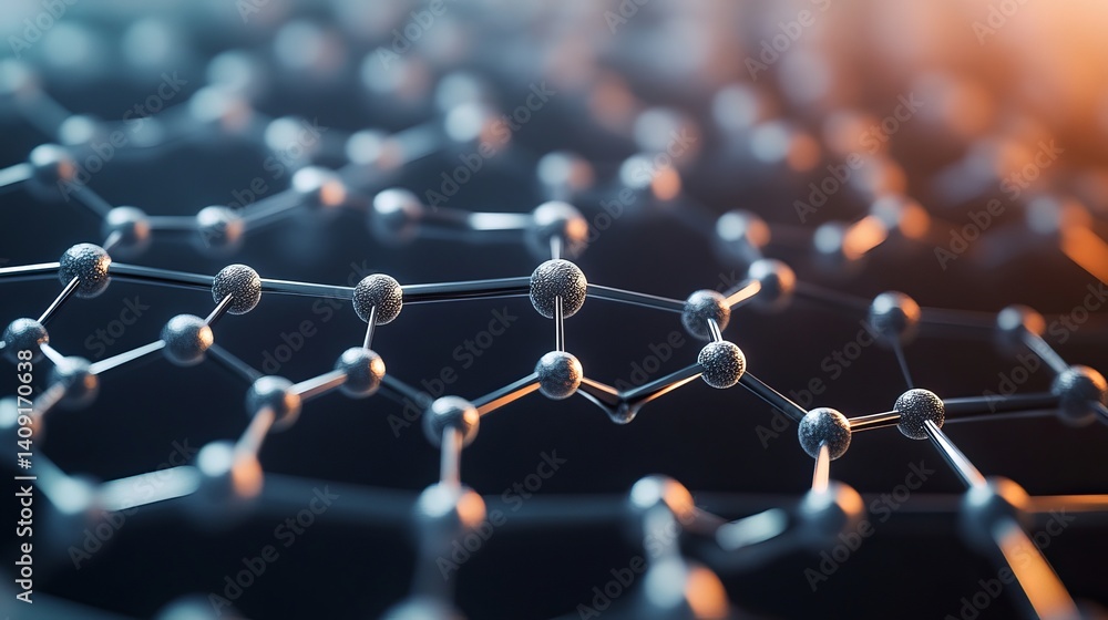 Poster abstract molecular structure network 3d render illustration science technology background art grey