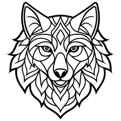 Fototapeta premium Vector illustration of a wild wolf head, an animal icon often used as a tribal tattoo or fierce mascot symbol