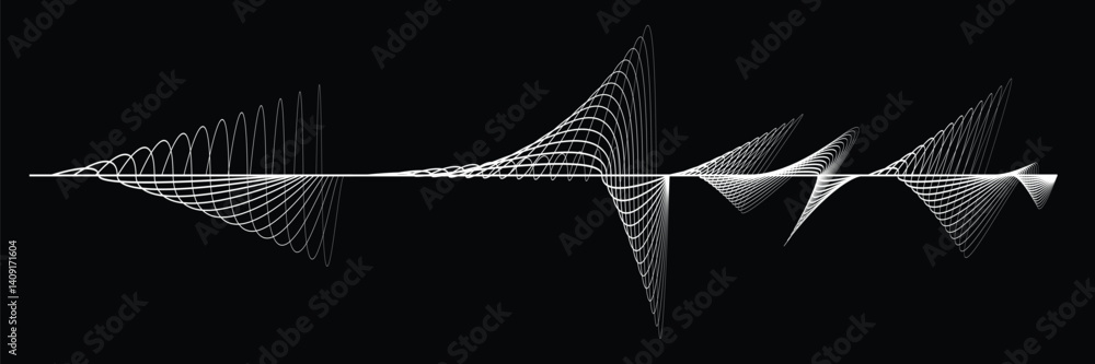 Poster digital sound equalizer . audio signal frequency signal . abstract flow linear fluid wavy shape . ac