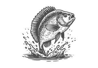 Tilapia fish hand drawn sketch illustration vector