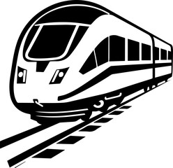 Train vector illustration black and white, simple icon design