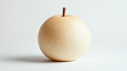 Fresh Pear on White Background with Natural Light and Soft Shadows