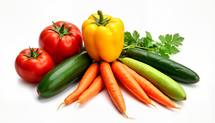 Fresh Vegetables Arrangement on White Background  