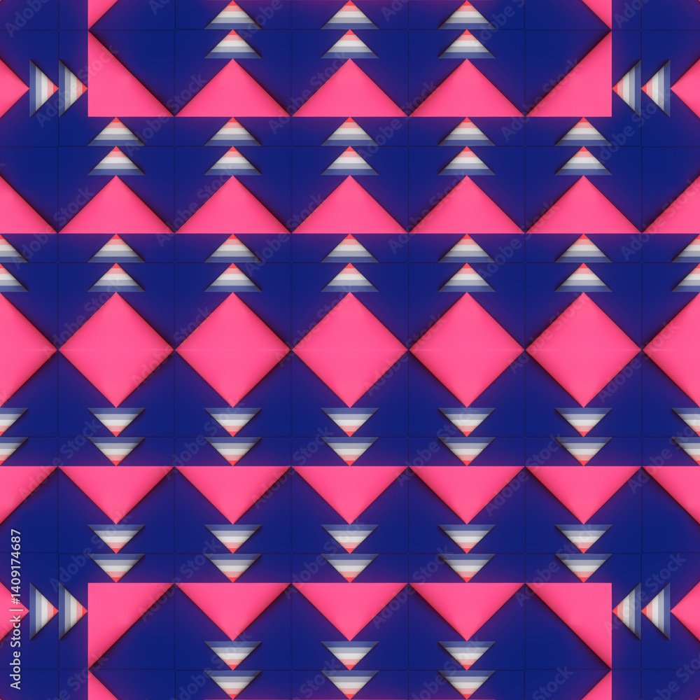 Aufkleber optical illusion. light triangles on a dark blue background. the symmetrical composition enhances th