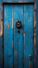 Rustic Blue Wooden Door Wallpaper Vintage Mobile Wallpaper Background