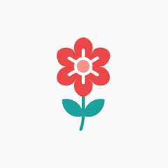 Fototapeta premium Red Flower Icon - Simple and Bold Floral Design
