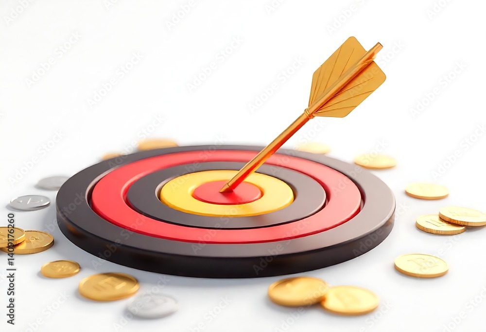 Poster generative ai conceptual image of financial target with arrow hitting the bullseye
