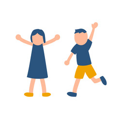 おーいと呼ぶ子供たちのイラスト