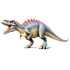 Obraz premium <3D Dinosaur Model: Ferocious Spinosaur and Tyrannosaurus Roaring in Dynamic Jurassic Animation>