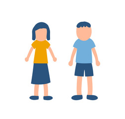 半袖を着た男の子と女の子のイラスト
