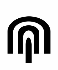 Illustration of a black and white logo in the shape of a modern 