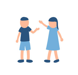 Fototapeta premium 紹介をする男の子と女の子のイラスト