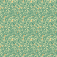 Abstract maze pattern in green and beige