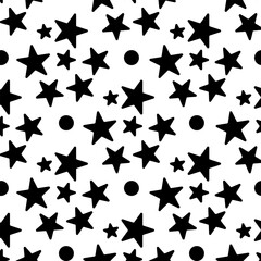 Black Stars seamless pattern. Vector illustration on white backround. Eps 10