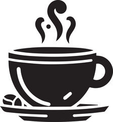 Coffee Shop Black Minimalist Icon Logo Concept Vector Illustration
