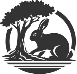 Forest rabbit animal silhouette vector