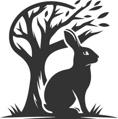 Forest rabbit animal silhouette vector