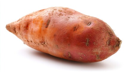 Single Sweet Potato Isolated on White Background