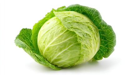Fototapeta premium Fresh Green Cabbage Isolated on White Background