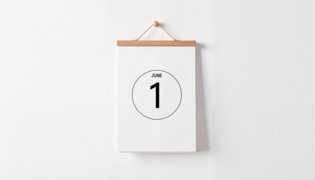 Calendar page showing June 1 against white wall