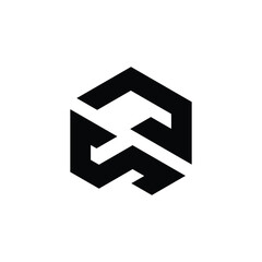 Initial SJ Logo Polygon Shape Letter logo Design white background