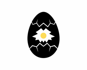 creative Silhouette cracked-egg Icon Vector Illustration