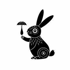 creative Silhouette rabbit Icon Vector Illustration