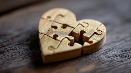 Unique wooden heart-shaped puzzle piece symbolizes love and connection. Perfect for romantic themes or DIY projects. High-quality, detailed, versatile item for enhancing relationships.