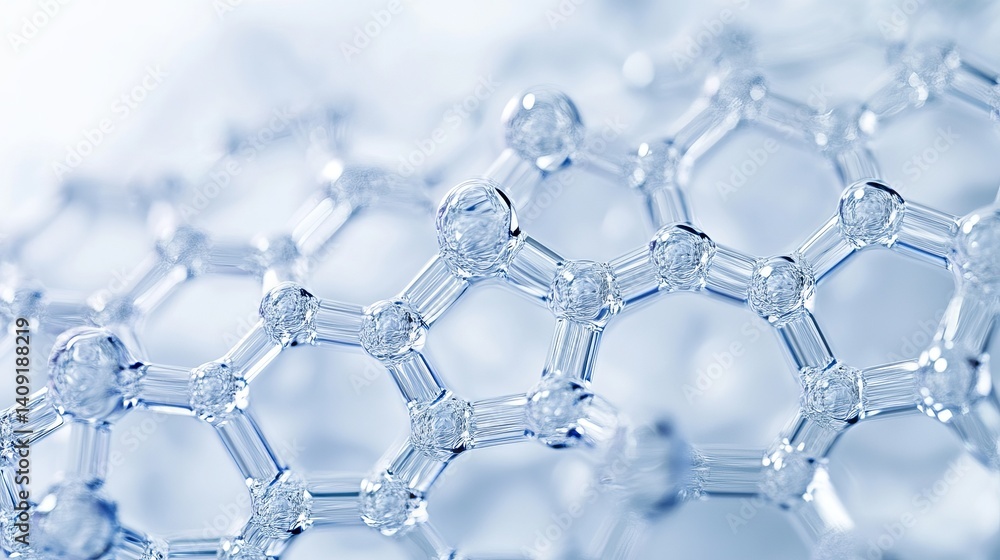 Poster abstract blue molecular structure background image for science technology 3d bond atom cell clean