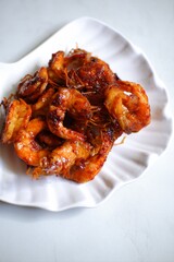 Grilled prawns in a plate 