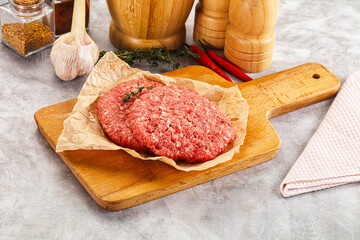 Raw beef minced meat cutlet