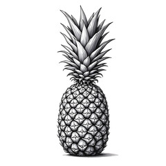 Illustration of a Pineapple with Detailed Textures and Shadows for Food Blogs, Culinary Websites, Tropical Themes, Health Articles, and Social Media Content