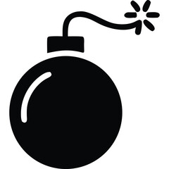 Obraz premium Black and white illustration of a lit bomb with a fuse.