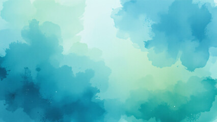 A tranquil and inviting watercolor backdrop in teal, blue, and green, evoking feelings of serenity and harmony with its gentle washes and smooth transitions.