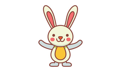 Obraz premium Cute Easter Bunny Line Art Illustration – Hand Drawn Cartoon Rabbit Outline